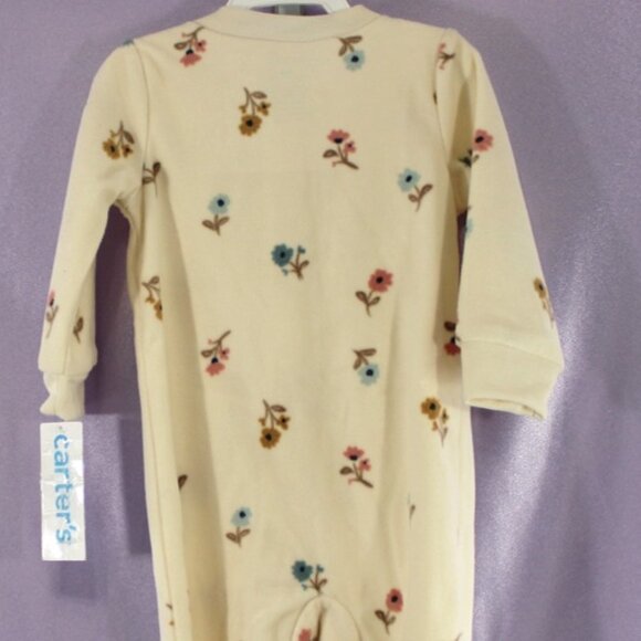 Carter’s Baby Girl Fleece Footed Sleeper Zip One-Piece 9 Months NWT Floral Cream - Picture 2 of 6